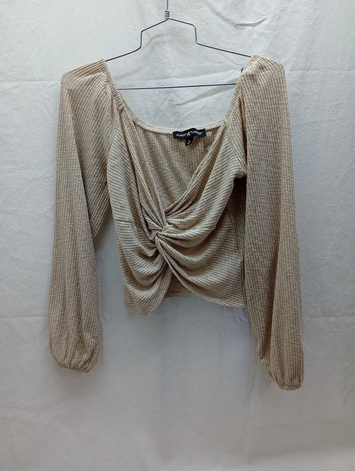 Almost Famous Blouse Women Large Cropped Long Sleeve Stretch  Top Sexy - Image 1 of 4