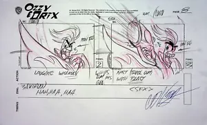 OZZY & DRIX TV 2002 Firmado por DAN KUBAT Producción Página de Guión Gráfico Dibujada a Mano #KB - Imagen 1 de 2