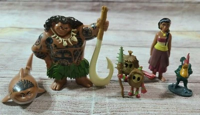 Disney Moana PVC Figures Cake Toppers Lot of 6 Maui Hei Hei  - Image 1 of 3