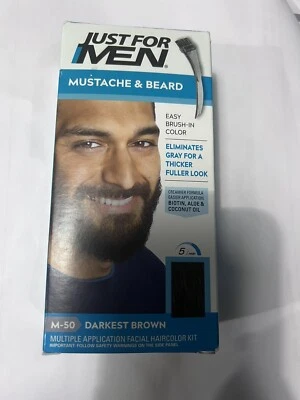 Gel de color de cabello marrón oscuro Just For Men para bigote y barba M50 1 unidad Foto 1 de 2