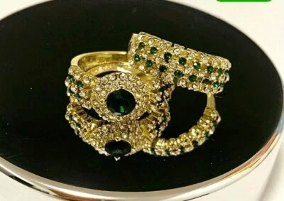 RING SET☆MODESCHMUCK☆atemberaubend schön☆NEU☆2er Set☆Smaragdsteinkopie☆21,4mm☆ - Bild 1 von 4