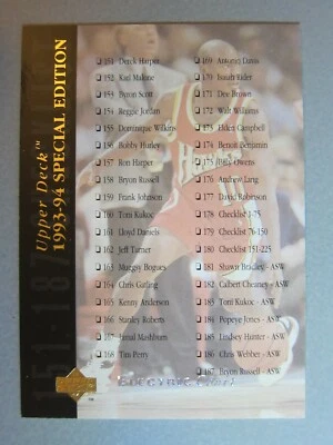 *Rare* 1993-94 Upper Deck SE Electric Court Parallels #180 Checklist 3 - Image 1 of 3