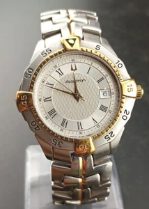 NICE w/Video: 1997 Bulova T7 Accutron Watch 28B01 w/Silver/Gold Bezel/Sapphire - Picture 1 of 8