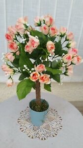 künstliche Blumen künstlichepflanzen bäume  Rosen-Kugelbäumchen ca.45cm apricot