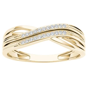 10k Yellow Gold 1/10 Ct Round Diamond Solitaire Engagement Ring for Women Size 8 - Picture 1 of 5