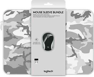 Logitech Wireless Mini Mouse M187 & 14" Laptop Sleeve Bundle- Black/Grey Camo - Picture 1 of 2