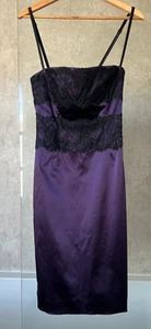 DOLCE & GABBANA PURPLE DRESS WITH BLACK LACE. SIZE: UK 8. - Picture 1 of 3