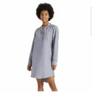 Levis Target Womens Pajama Shirt Dress Size Large Dark Chambray Blue Stripe - Picture 1 of 12