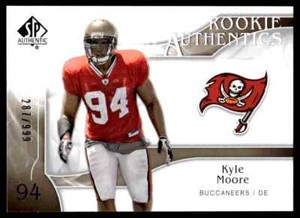 2009 SP Authentic Kyle Moore Rookie 287/999 Tampa Bay Buccaneers #297 R2
