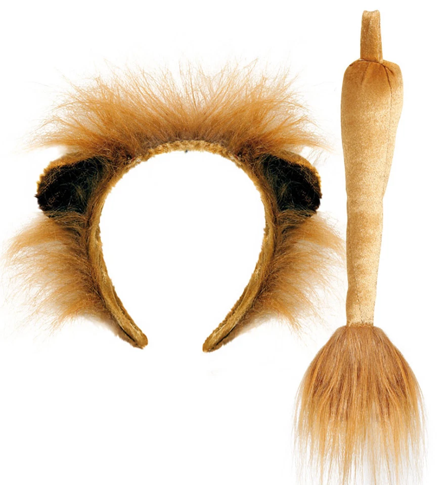 Löwen-Set, 2-tlg Haarreif mit Ohren und Schwanz, Tierkostüm, Karneval 129300613F