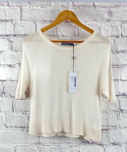 Karen Millen Ivory Cropped Fine Knit Tee Size M BNWT (PG112F03) - Picture 1 of 8