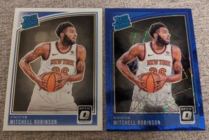 Mitchell Robinson 2018-19 Donruss Optic BLUE VELOCITY PRIZM & Rated Rookie 2-RCs