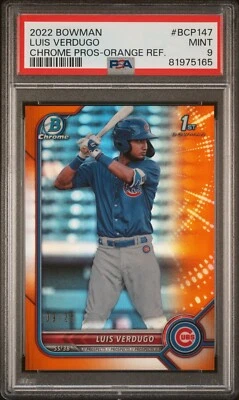 2022 Bowman Chrome Prospects Luis Verdugo 1st Orange Refractor /25 PSA 9 - Image 1 of 2