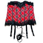 Hips & Curves Corset Womens 1X Red Plaid Black Lace Up Cosplay Goth Costume Fair