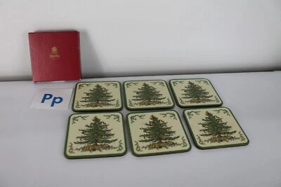 6 SPODE Christmas Tree Coasters in Original Box - Image 1 of 4