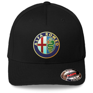 Alfa Romeo Classic Logo Black Hat Flexfit Baseball Cap Printed Emblem S/M/L/XL