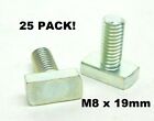 25 PACK OF BOLTS -M8 x 19mm T-BOLTS Zinc Steel Threaded Metric See photos! LV