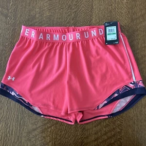 Under Armour Play Up 3.0 TriColor Pink Shorts ~Women’s Large~NWT - Picture 1 of 9