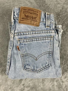 VTG 80s Levi's 505 Orange Tab Jeans Boys 14 Slim 24x26 Faded Light Wash Grunge - Picture 1 of 9
