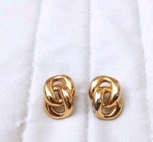 Vintage Napier Gold Tone Cuban Curb Chain Link Drop Earrings Pierced Post - Picture 1 of 8