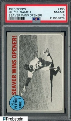 1970 Topps #195 NLCS Juego 1 Tom Seaver Salón de la fama ¡Gana la apertura! PSA 8 casi nuevo-como nuevo Foto 1 de 2