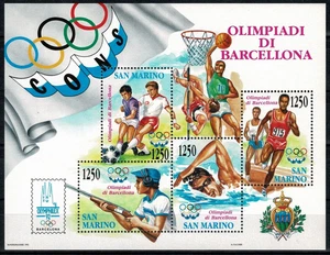 SAN MARINO HOJITA DE 4 SELLOS BARCELONA 92 - Picture 1 of 1