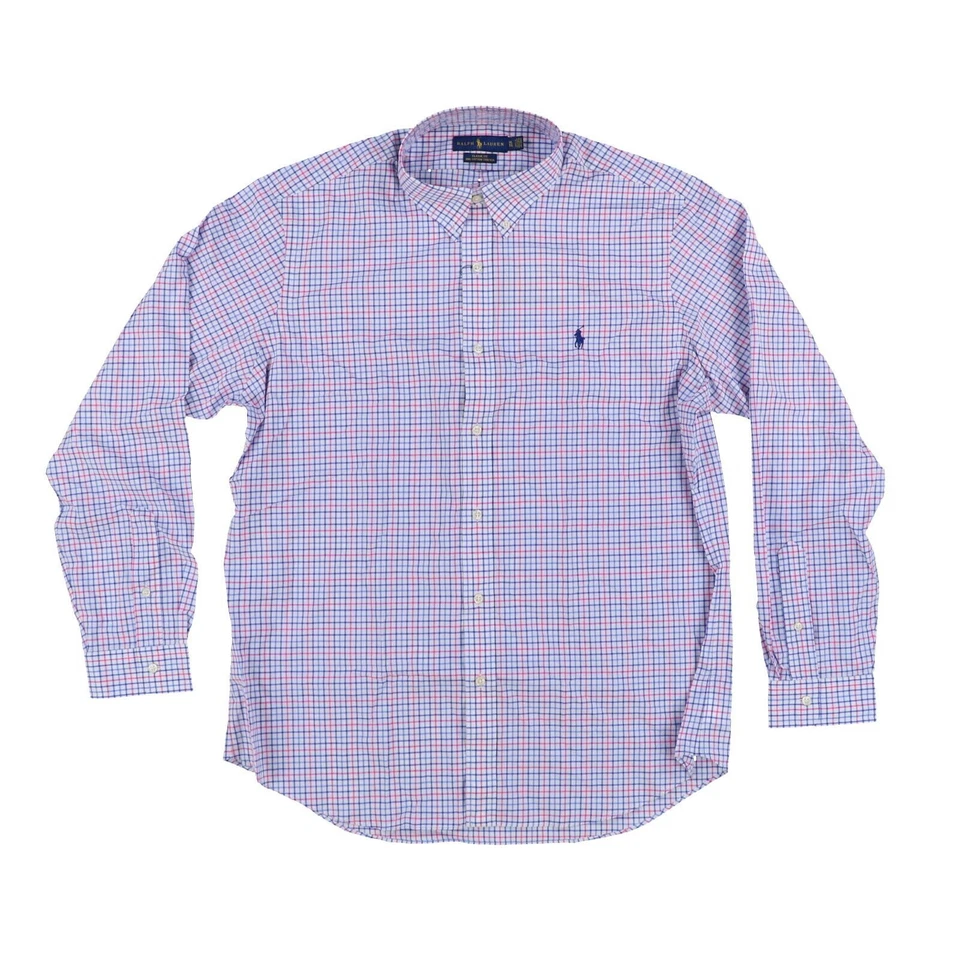 Polo Ralph Lauren Cotton Stretch LS Tattersall Blue/pink Shirt XL