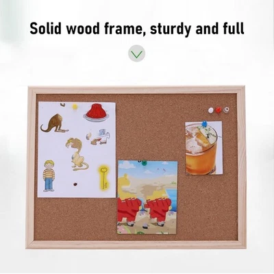 Cork Board 40x60cm Double Sided Wooden Frame Cork Bulletin Board For Office TU - Image 1 of 4