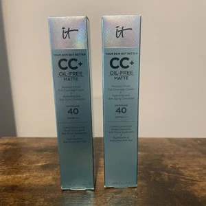 2 Pack NIB IT Cosmetics RICH CC+ Natural Matte Full Cover Cream SPF 40 1.08 oz - Picture 1 of 3
