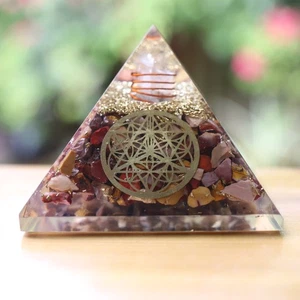 Natural Mookaite Orgone Pyramid 75mm EMF & 5G Orgonite Energy Protection - Picture 1 of 10