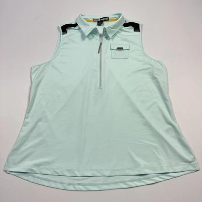 Camisa de golf Jamie Sadock sin mangas para mujer XL azul claro cremallera polo detalles metálicos Foto 1 de 4