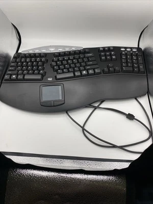 ADESSO PCK-308B BLACK Wired Ergonomic Contoured Multimedia Touchpad Keyboard - Image 1 of 4