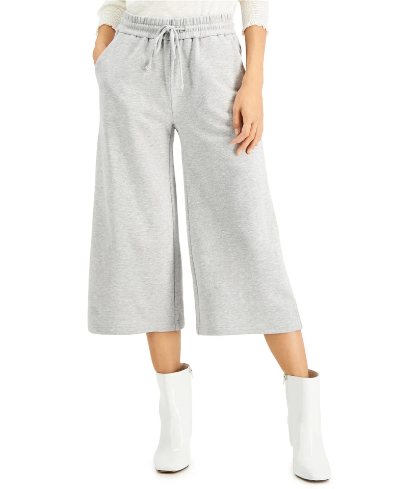 Pantalones deportivos informales de pierna ancha recortados lisos de I.N.C para mujer Foto 1 de 1