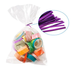 100 Clear Cellophane Bags Twist Tie Party Candy Gift Packing Favor Pouch 25x15cm