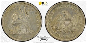 Cortinas de medio dólar libertad sentada 1839 50C PCGS rasguño en estado bastante bueno detalle gnumismático - Imagen 1 de 17