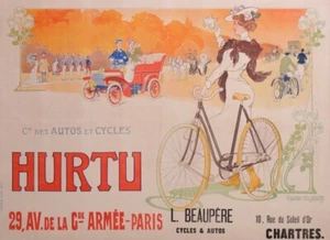 LORANT-HEILBRONN VINCENT HURTU AUTOMOBILE ET CYCLES 1908 VINTAGE POSTER - Bild 1 von 1