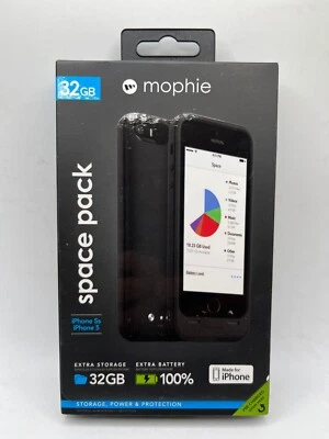 Mophie Space Pack 32GB Extra Storage Battery Case for iPhone 5 iPhone 5s - Black - Image 1 of 4