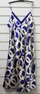 INDIGO SKY DAMAS AZUL GEO ESTAMPADO SATINADO CHEMISE CAMISÓN SLIP UK TALLAS 10-20 - Imagen 1 de 2