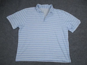 B Draddy Mens Shirt Large Golf Blue White Striped Soft Stretch Pima Cotton - Picture 1 of 15