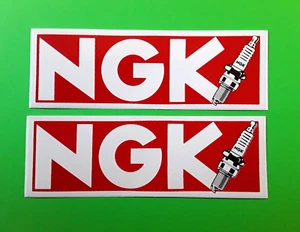 NGK SPARK PLUGS MOTORSPORT RALLY RACING VINYL DECAL STICKERS x 2 UK SELLER