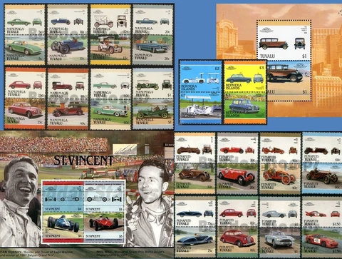 Car Stamp Sets (Mint) Leaders of the World / Auto 100 Stamps / Great Automobiles Cover