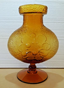 WAYNE HUSTED-STELVIA EMPOLI ANTIGUA GOLDEN AMBER 10” VASE - MCM ART GLASS - Picture 1 of 8