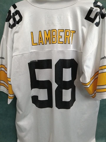 JACK LAMBERT Pittsburgh STEELERS Football Sewn REEBOK Throwbacks Jersey L Used Cover