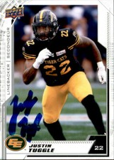 Justin Tuggle Signed 2020 Upper Deck CFL Football card Edmonton Eskimos