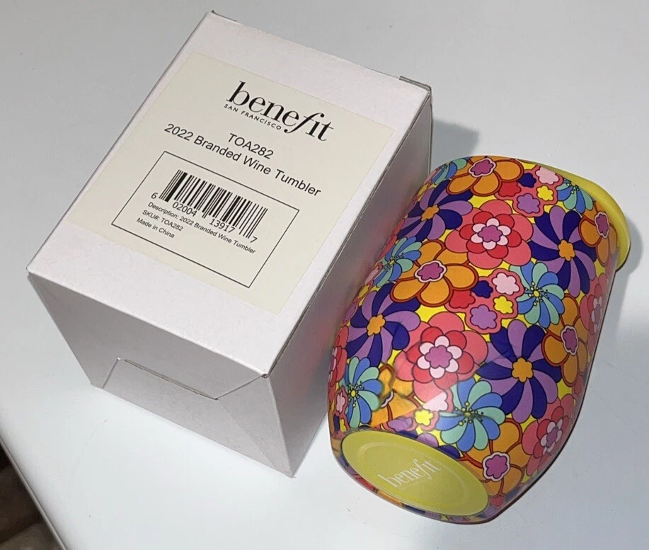 Benefit Floral Wine Tumbler Metal Insulated With Plastic Lid - Image 1 of 1