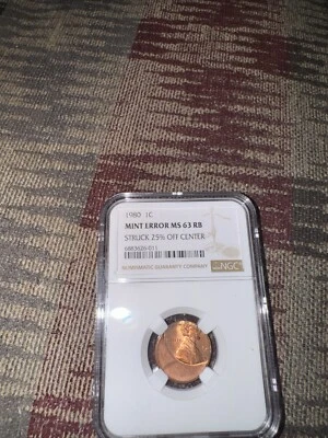 1980 1c Mint Error Ms63 RB - Image 1 of 2
