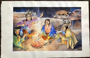 FINE ART ORIGINAL GEMÄLDE SIGNIERT VON SORENSON INDIANER INDIANER WESTERN - Bild 1 von 2