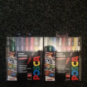 2Pack of 8 Uni POSCA PC-3M Standard Colours Fine Tip 0.9-1.3mm Paint Marker Pens