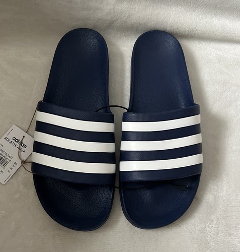 Adidas Slides Sandali Uomo Tg 13 Blu Adilette Aqua Scarpe Spiaggia Strisce