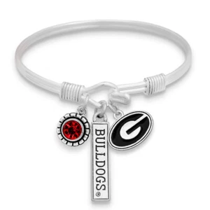 40025 Georgia Bulldogs Silber TRIFECTA Kristall Charm Silber Armreif Armband - Bild 1 von 2